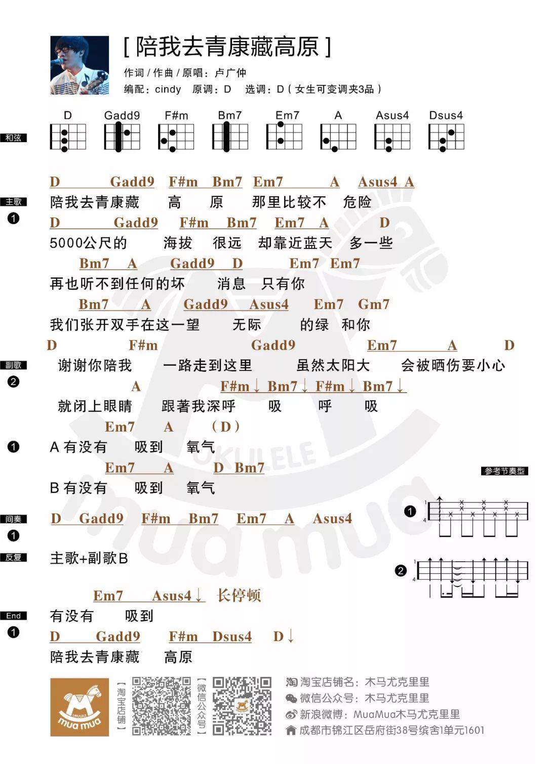 《陪我去青康藏高原》尤克里里谱