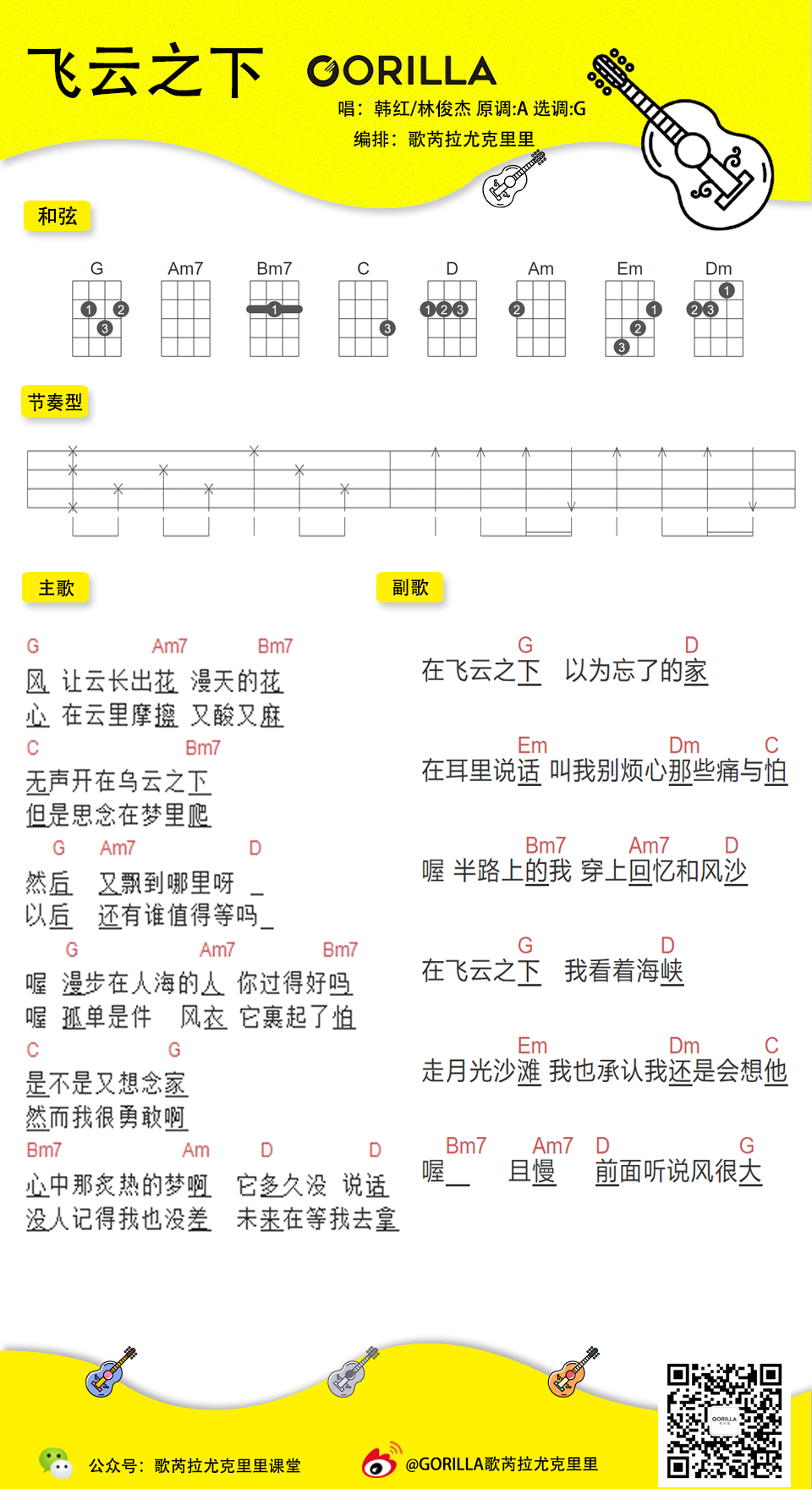 《飞云之下》尤克里里谱