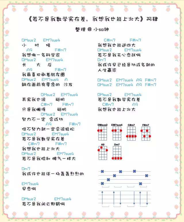 《若不是我数学实在差，我想我也能上北大》尤克里里谱