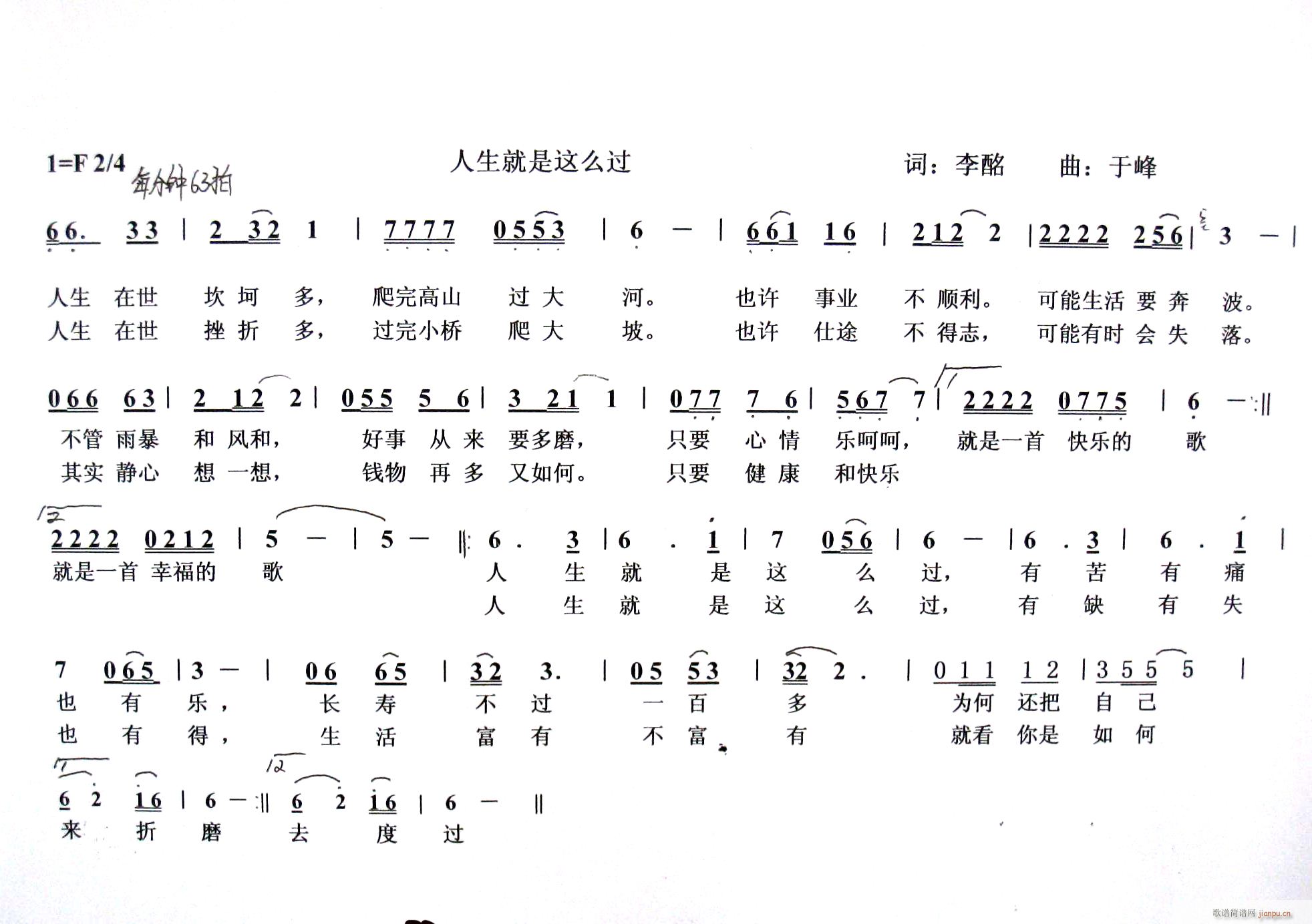 人生就是这么过（ 《人生就是这么过（）》简谱