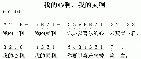 未知 《我的心啊,我的灵啊》简谱