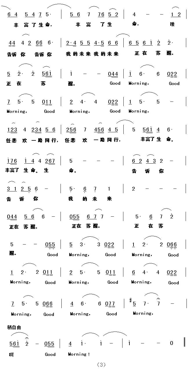 未知 《Good Morning》简谱