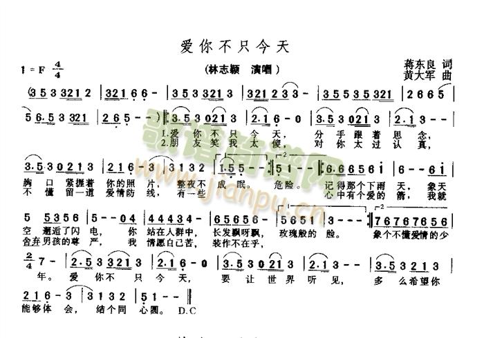 林志颖 《爱你不只今天》简谱