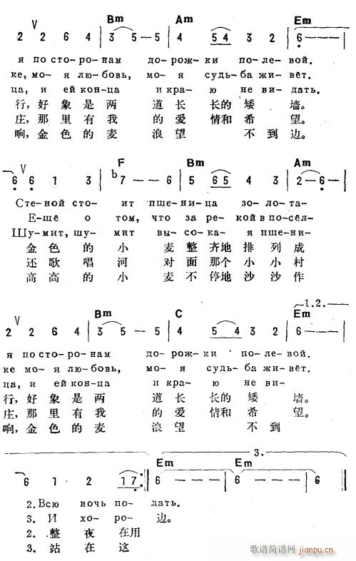 未知 《金色的小麦(俄汉双语)2》简谱