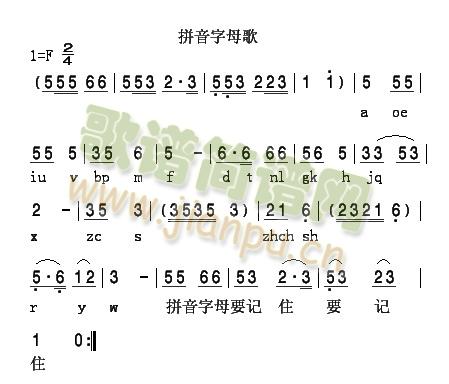 幼儿歌曲   幼儿学拼音字母快捷、方便、简单、开心的好伴侣 《拼音字母歌》简谱