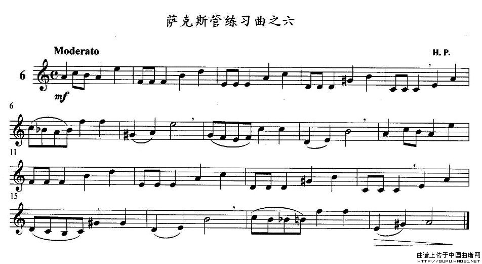 未知 《萨克斯练习曲之六》简谱