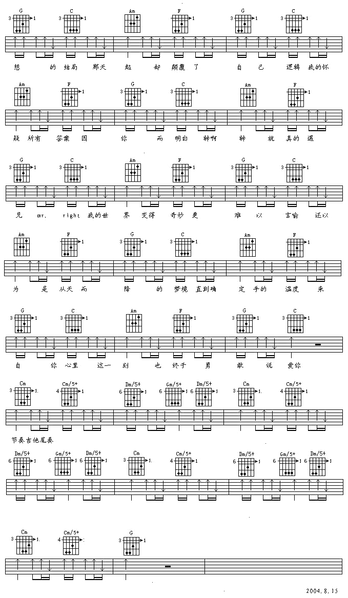 蔡依林   发布: 2005-7-19 ?? 网评:  (47票) 《说爱你完美版》简谱