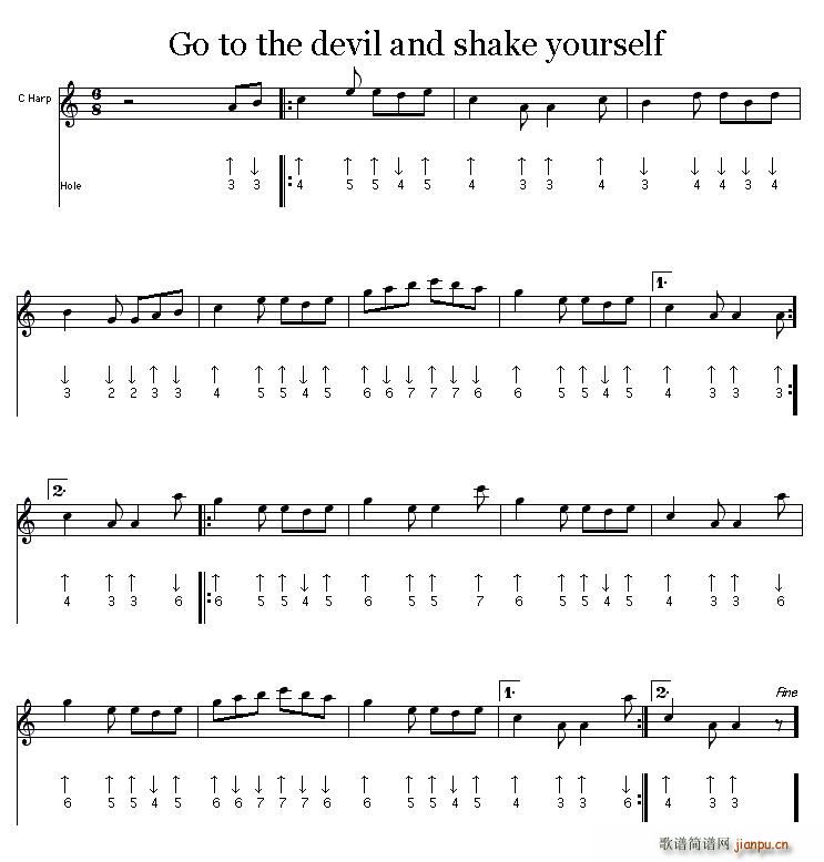 未知 《Go tu the deviland shake yourself（布鲁斯）》简谱