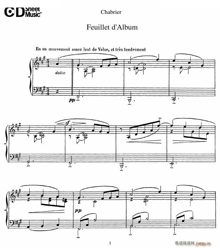 未知 《Chabrier - Feuillet d lbum Feuillet d lbum -》简谱