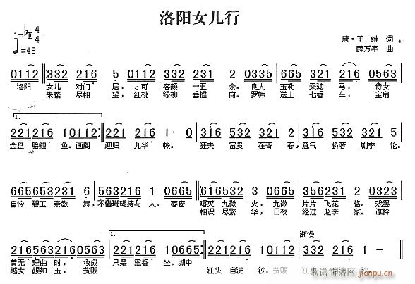 未知 《洛阳女儿行》简谱