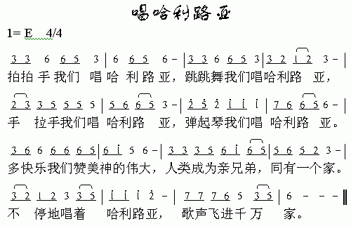 未知 《唱哈利路亚》简谱