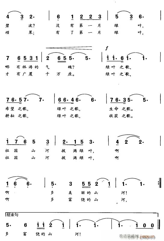 未知 《绿叶之歌2》简谱