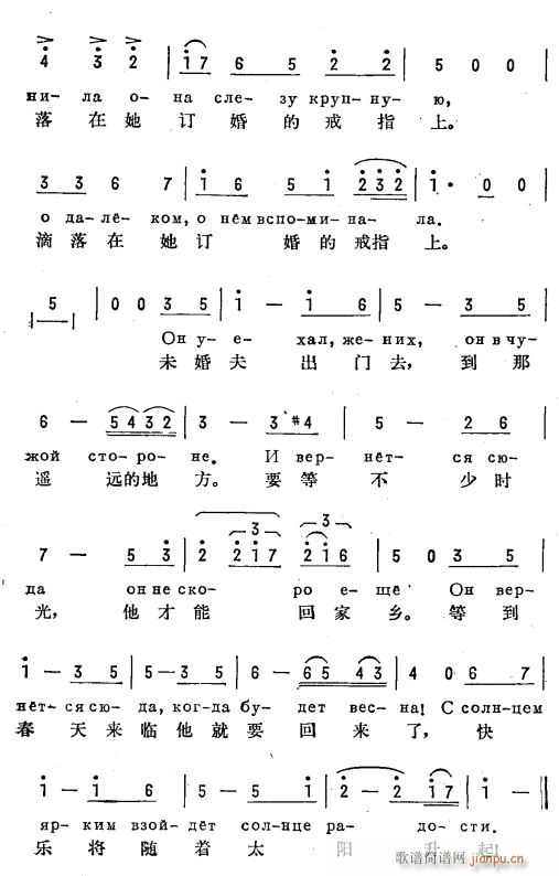 未知 《北方的星(俄汉双语)2》简谱