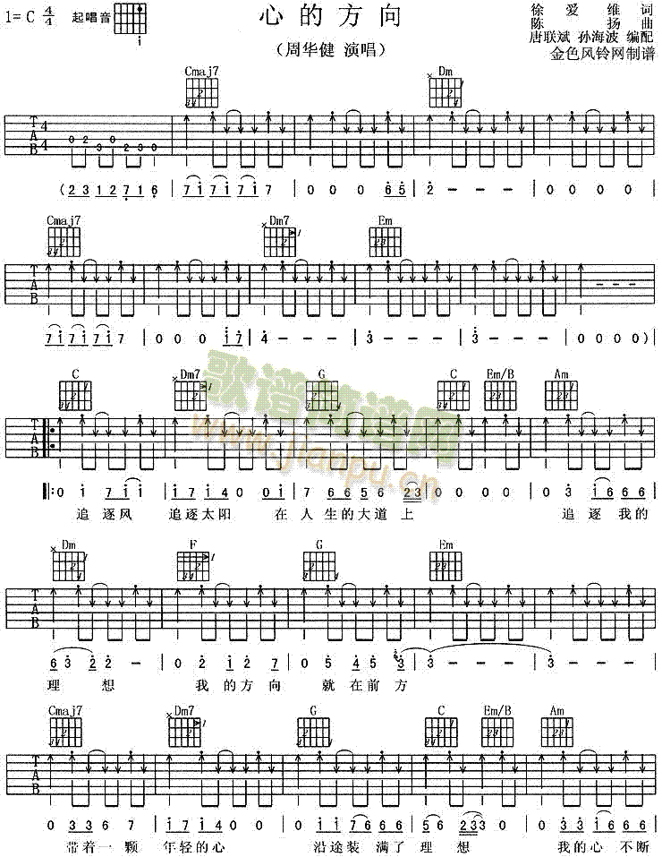 未知 《心的方向》简谱