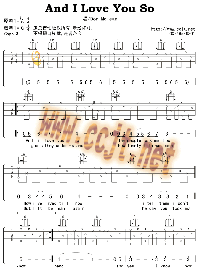 欧美经典   发布: 2005-5-31 ?? 网评:  (5票) 《And I Love You So》简谱