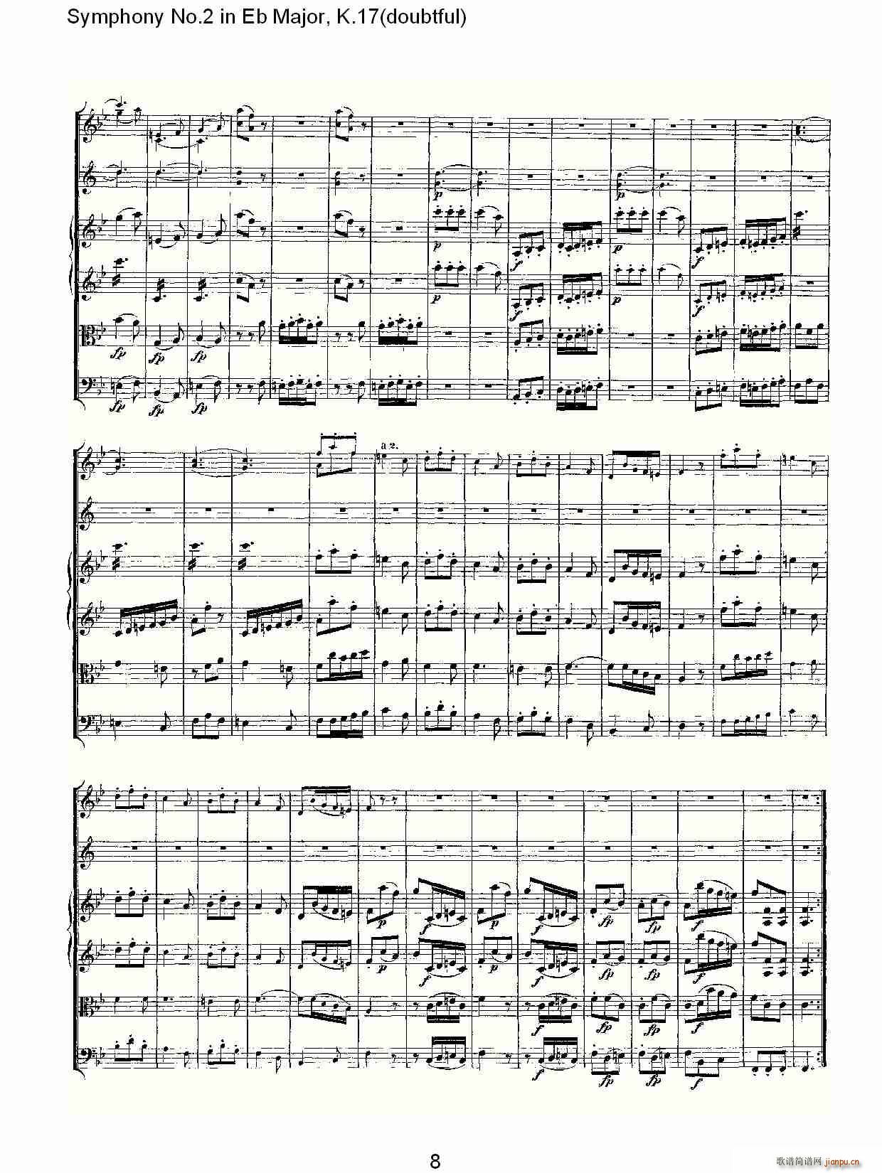 朴素传幽真 《Symphony No.2 in Bb Major（doubtful))，K.1）》简谱