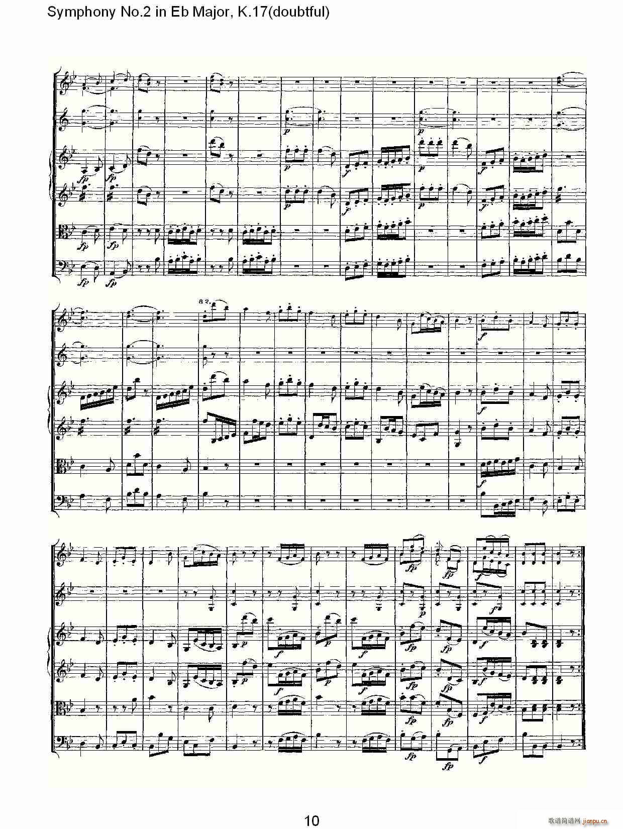 朴素传幽真 《Symphony No.2 in Bb Major（doubtful))，K.1）》简谱