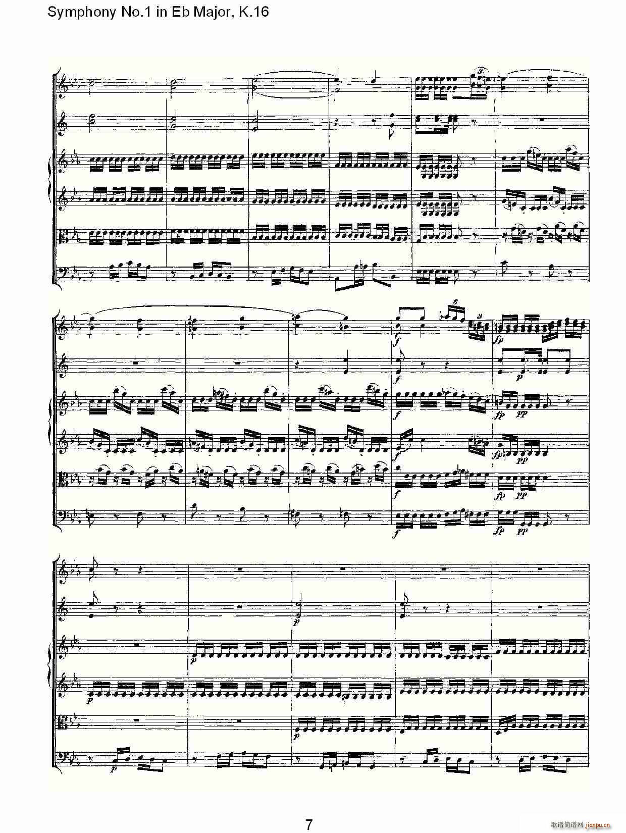 朴素传幽真 《Symphony No.1 in Eb Major，K.16（Eb大调第一交响曲K.16）》简谱