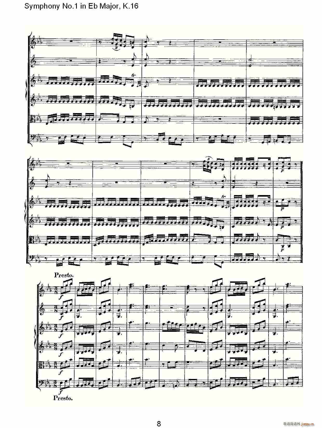 朴素传幽真 《Symphony No.1 in Eb Major，K.16（Eb大调第一交响曲K.16）》简谱