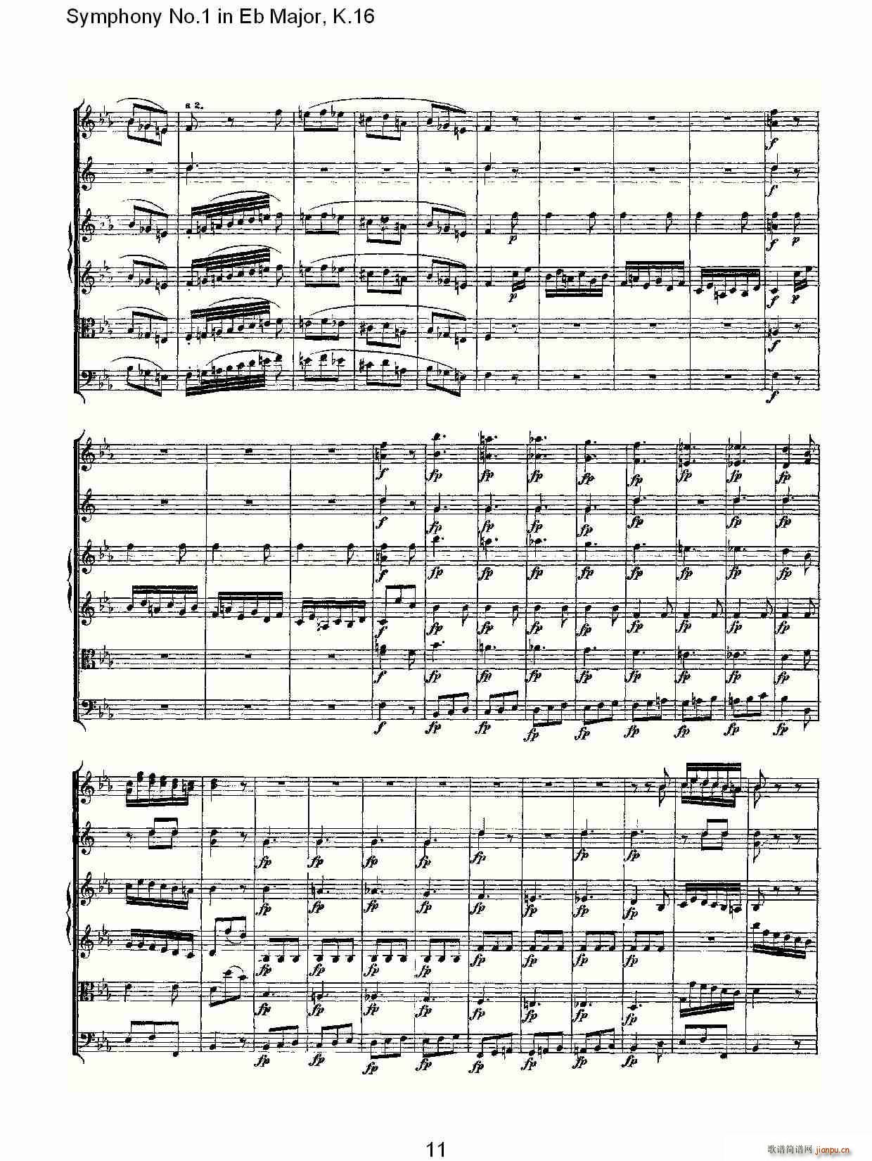 朴素传幽真 《Symphony No.1 in Eb Major，K.16（Eb大调第一交响曲K.16）》简谱