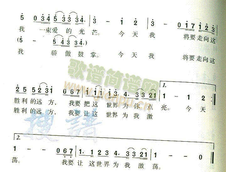 加油好男儿 《年轻的战场》简谱