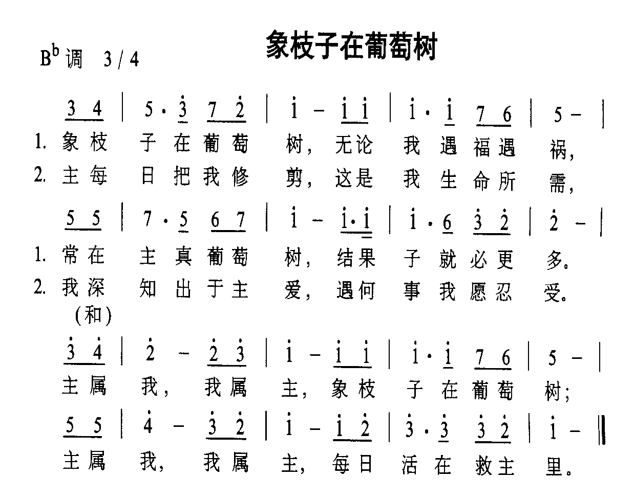 未知 《象枝子在葡萄树》简谱