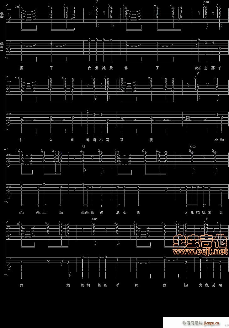王矜霖 《他妈妈不喜欢我- (3个和弦超简单)》简谱