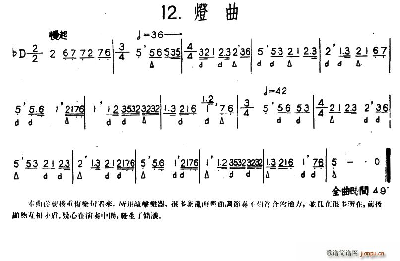 未知 《灯曲（河北定州民间吹奏乐）》简谱