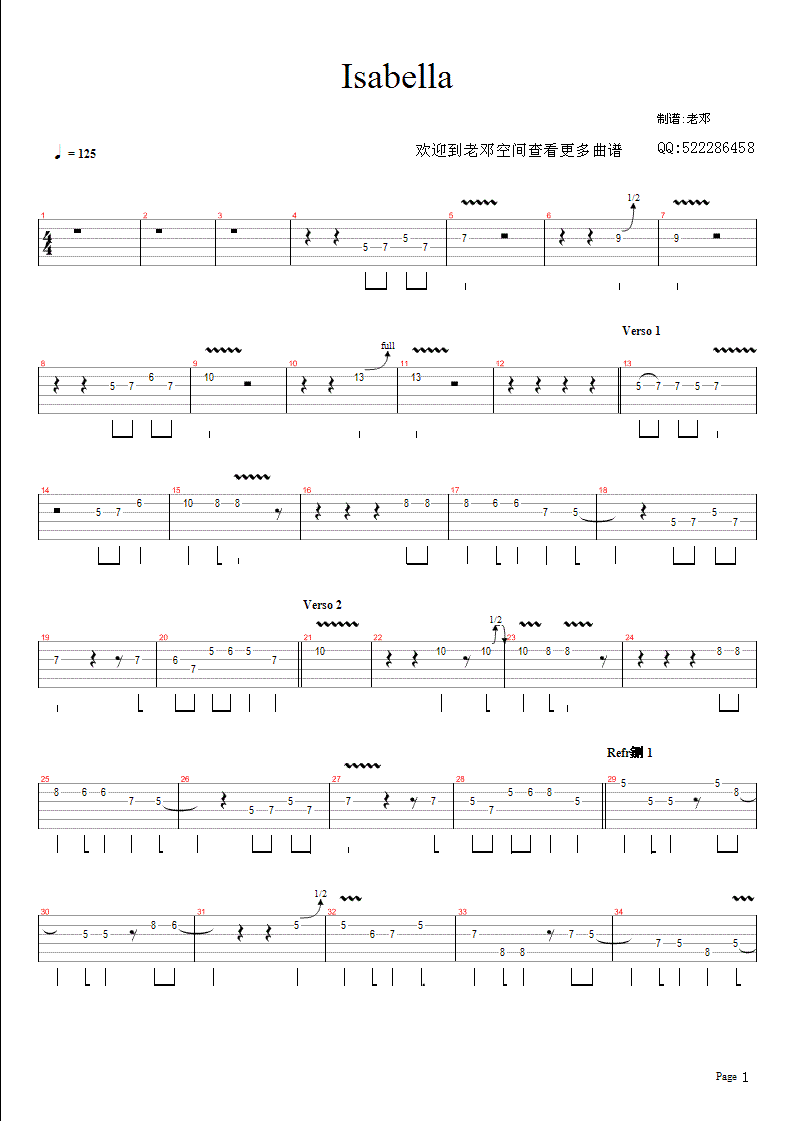 未知 《Isabella》简谱