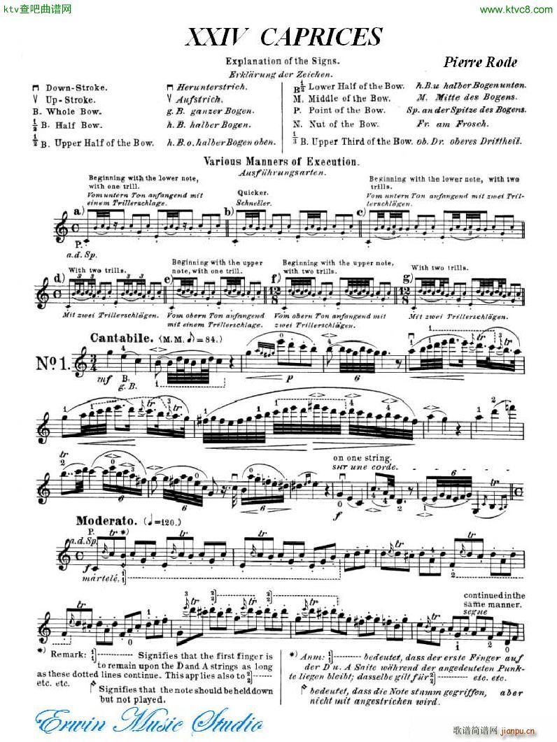 罗德 《罗德 24首练习曲Pierre Rode 24 Studi Per violino 01 08》简谱