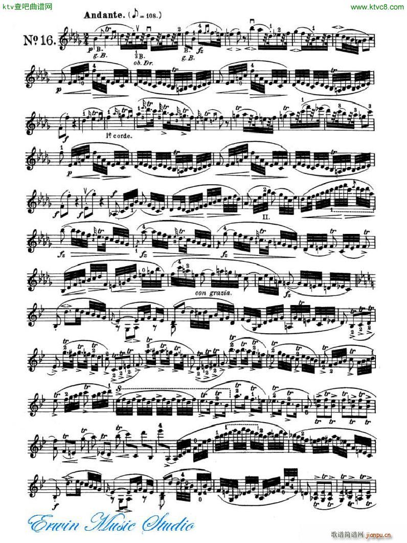 罗德 《罗德 24首练习曲Pierre Rode 24 Studi Per violino 09 16》简谱