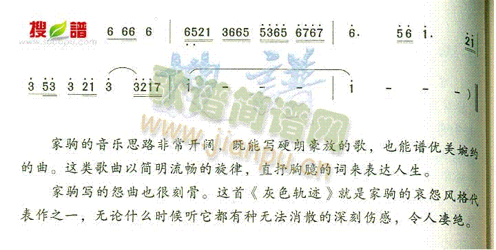 未知 《灰色轨迹》简谱