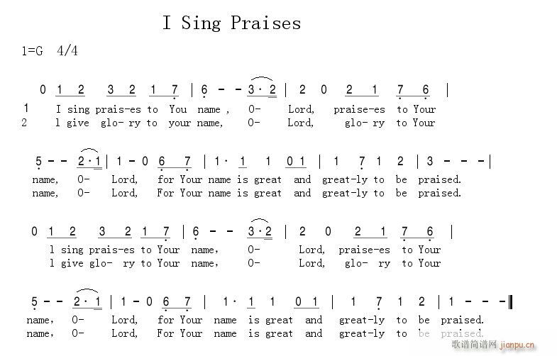 未知 《I Sing Praises》简谱