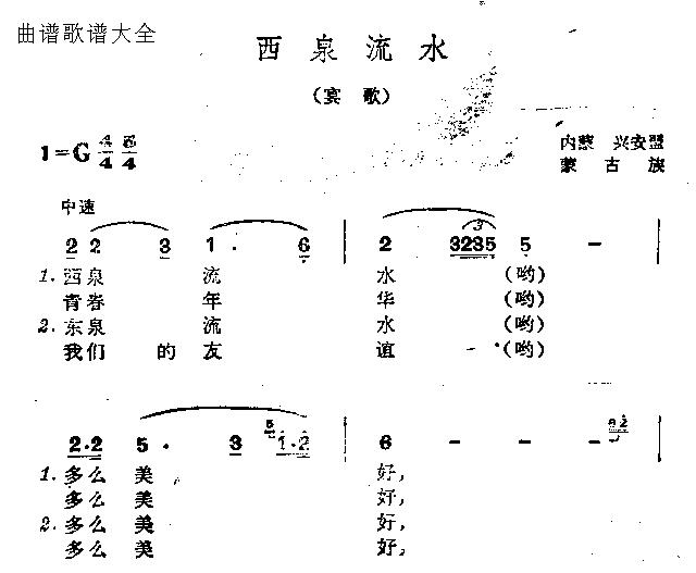 未知 《西泉流水》简谱