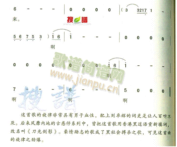 未知 《岁月无声》简谱