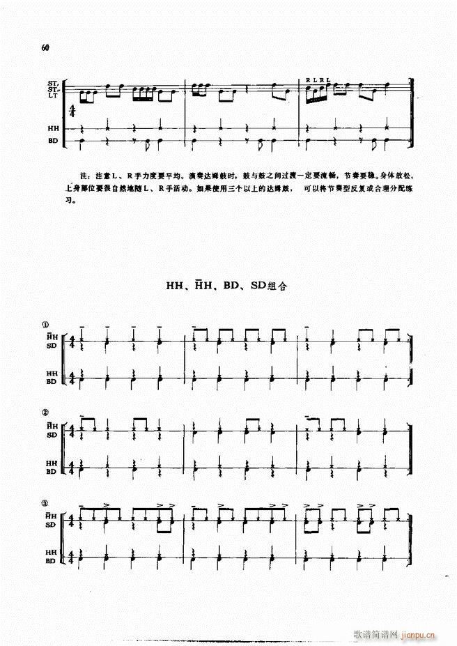 未知 《爵士鼓演奏法1-60》简谱