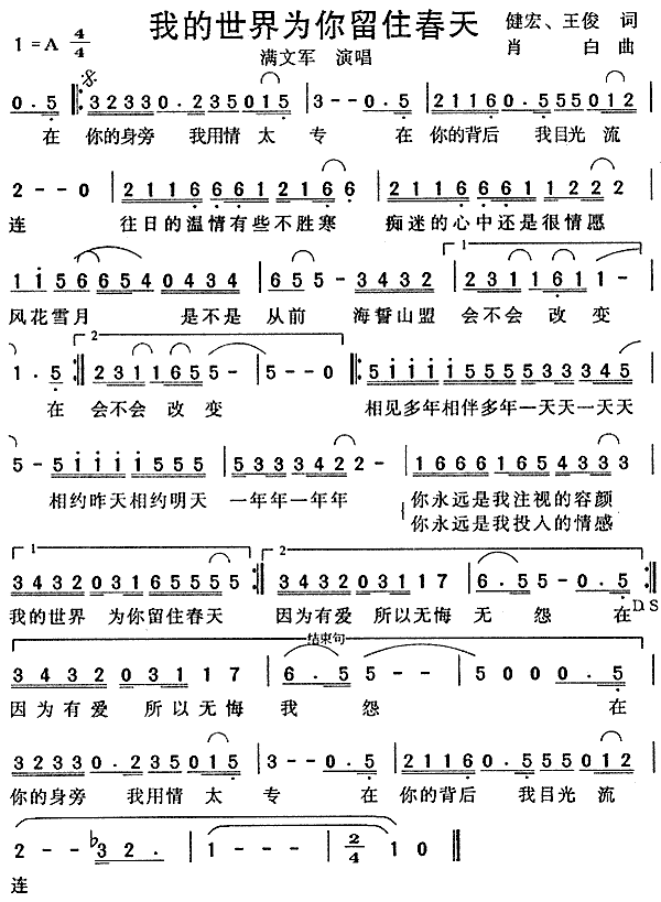 满文军 《在路上》简谱