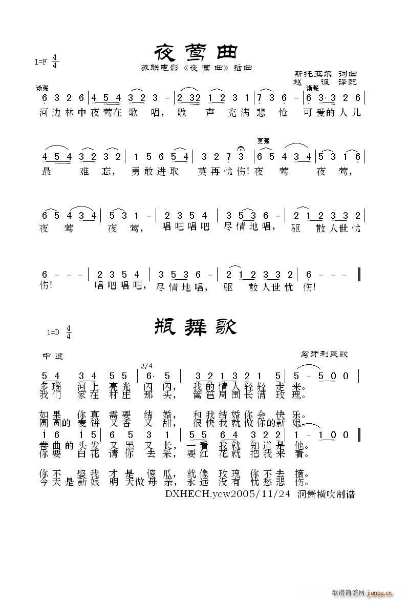 未知 《瓶舞曲（匈牙利民歌）》简谱