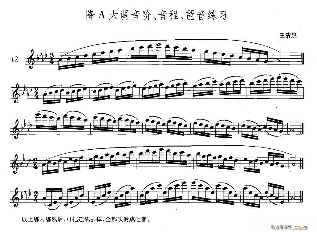 王清泉 《萨克斯练习曲合集（4—12）降A大调音阶 音程 琶音练习》简谱