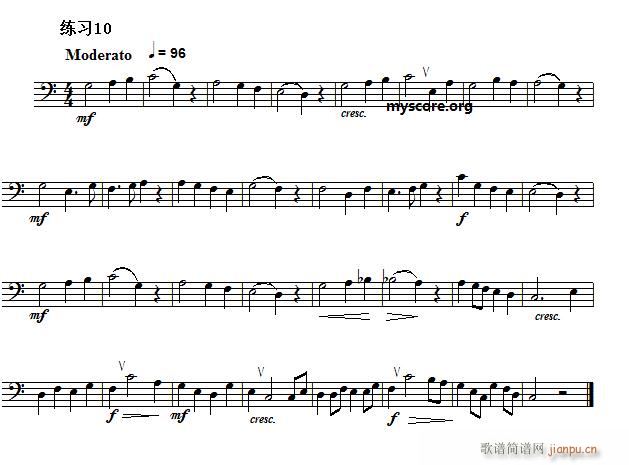 未知 《低音谱表视唱练习曲10》简谱