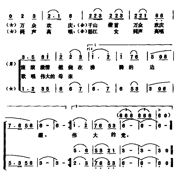 未知 《啊！沸腾的边疆（合唱）》简谱