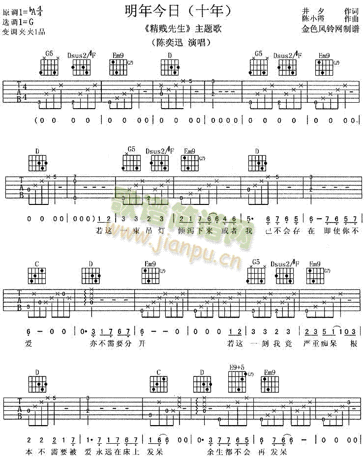 明年今日( 《精贼先生》简谱