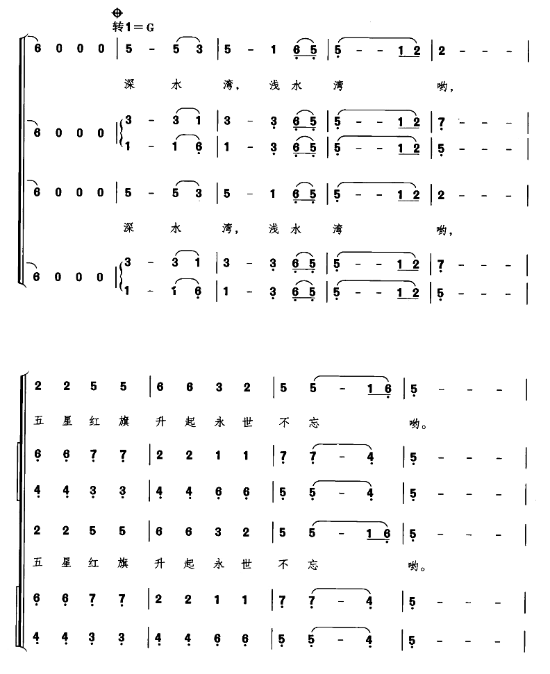 合唱谱 《永世不忘（合唱谱）》简谱