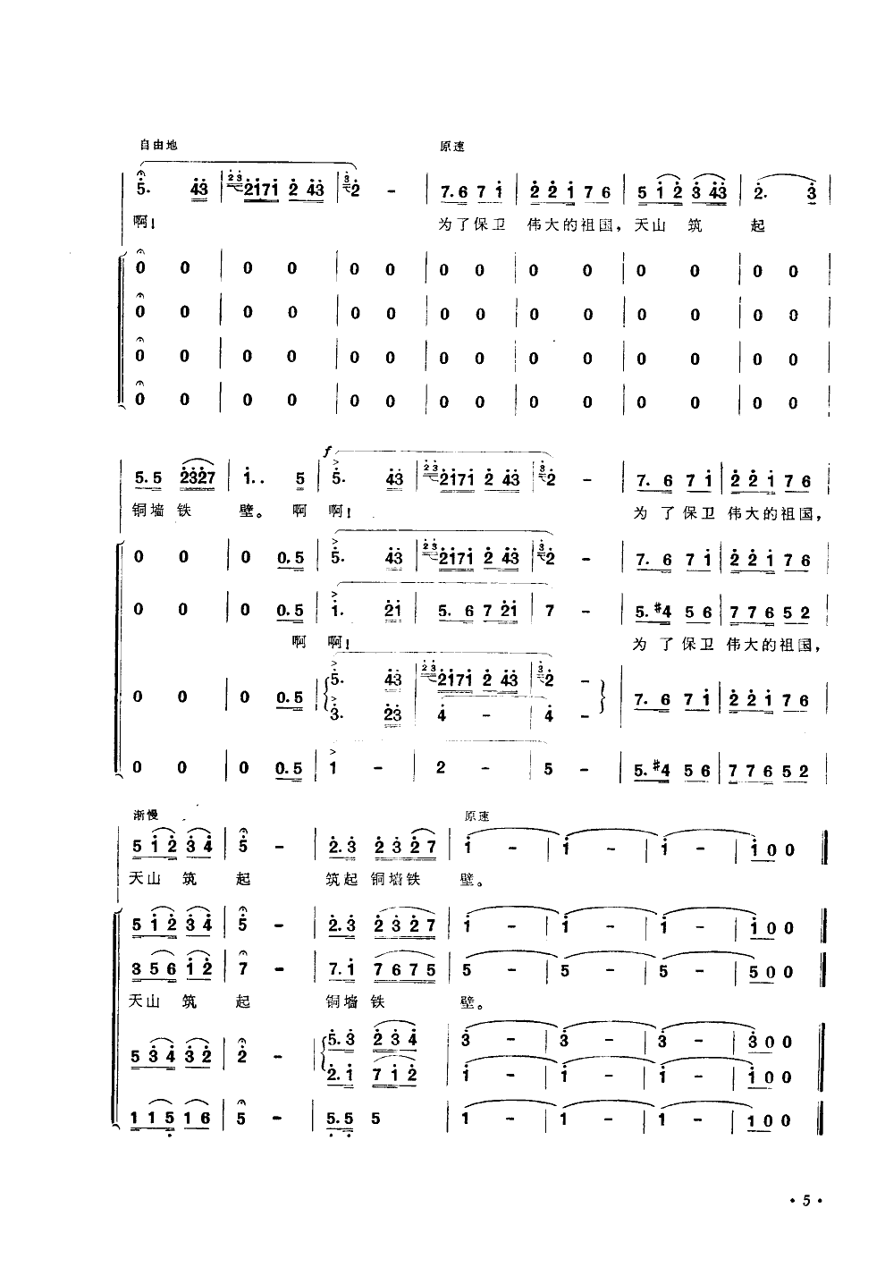 李文章领唱总政歌舞团 《天山战士(合唱)》简谱