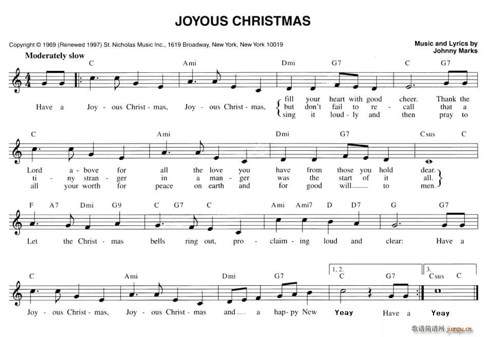 未知 《JOYOUS CHRISTMAS》简谱