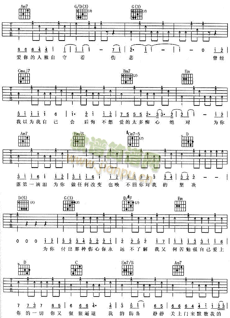 痴心绝对( 《爱上痞子男》简谱