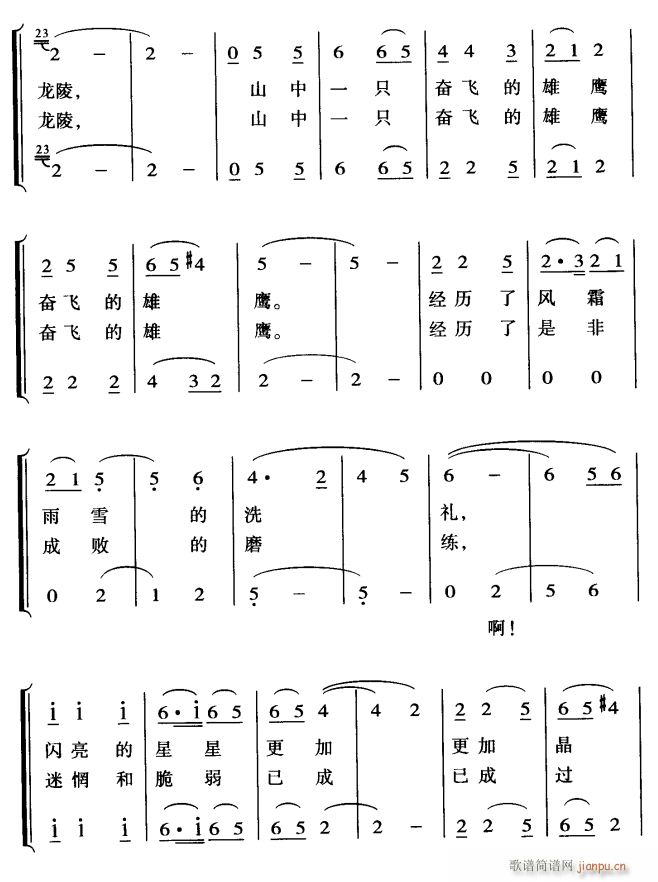 未知 《龙陵 腾飞的雄鹰2》简谱