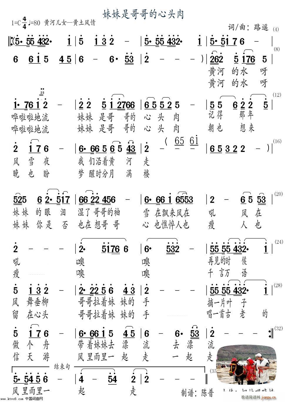 未知 《妹妹是哥哥的心头肉》简谱