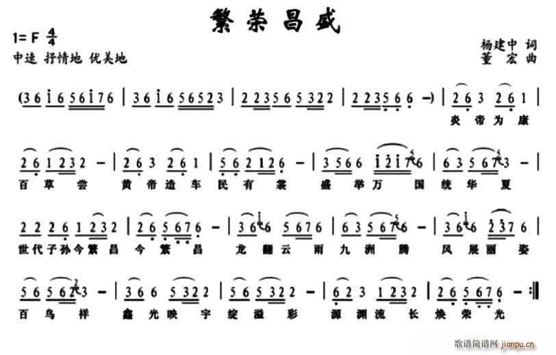 董宏 杨建中 《繁荣昌盛》简谱