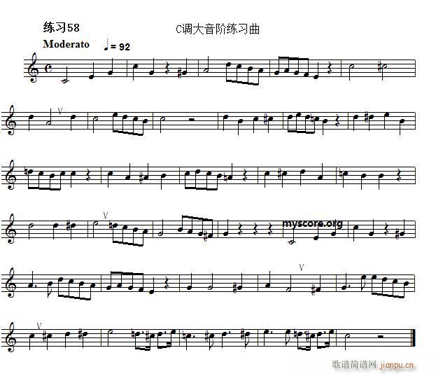 未知 《快速入门 附录 视唱浅易经典练习曲（58）》简谱